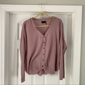 Oversized Thermal Button-Front Top